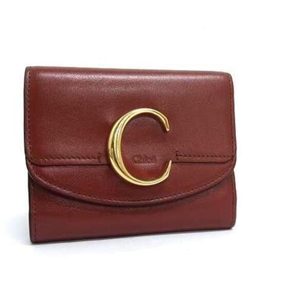 Chloé Chloe Wallet C Brown Leather Women's W Trifold